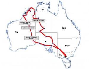4 Desert Run route map. Starting and ending in Tooradin, near Melbourne (VIC).